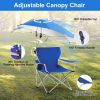 Foldable Beach Chair with Adjustable Canopy, Cup Holder, and Carry Bag