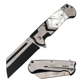 4.75" Closed Cleaver Razor Blade Spring Assist Knife - 3 Color Selection (Color: White Pearl)