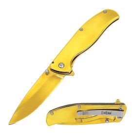 4.5" Closed Spring Assisted Pocket Knife - 2 Color Selection (Color: Golden)