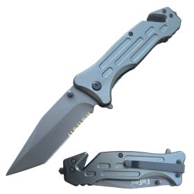 Heavy Duty Survival Tanto Blade Spring Assisted Pocket Knife - 2 Color Selection (Color: Grey)