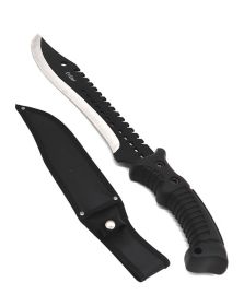 16" Fixed Blade Outdoor Hunting Knife, Rubberized Handle - 2 Color Selection (Color: Black)