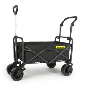 Whitsunday Folding Wagon 8" Heavy Duty Wheels with Push Bar (Standard Size PLUS) (Color: Black)