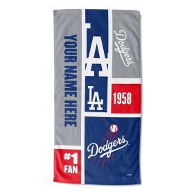 OFFICIAL MLB Color Block Personalized Beach Towel (Team: Dodgers)