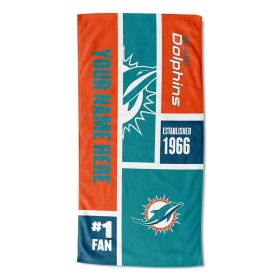 OFFICIAL NFL Color Block Personalized Beach Towel (Team: Dolphins)