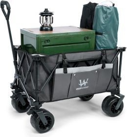 Whitsunday Moko Compact Plus Folding Wagon Cart with Fat Wheels (Color: Grey)