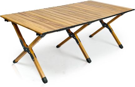 Whitsunday Outdoor Wood Grain Aluminum Camping Table (size: large)